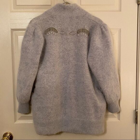 VTG FULLY FASHION Angora Eyelash Knit Embroidered Lined Jacket Women's Sz OS - Picture 7 of 9